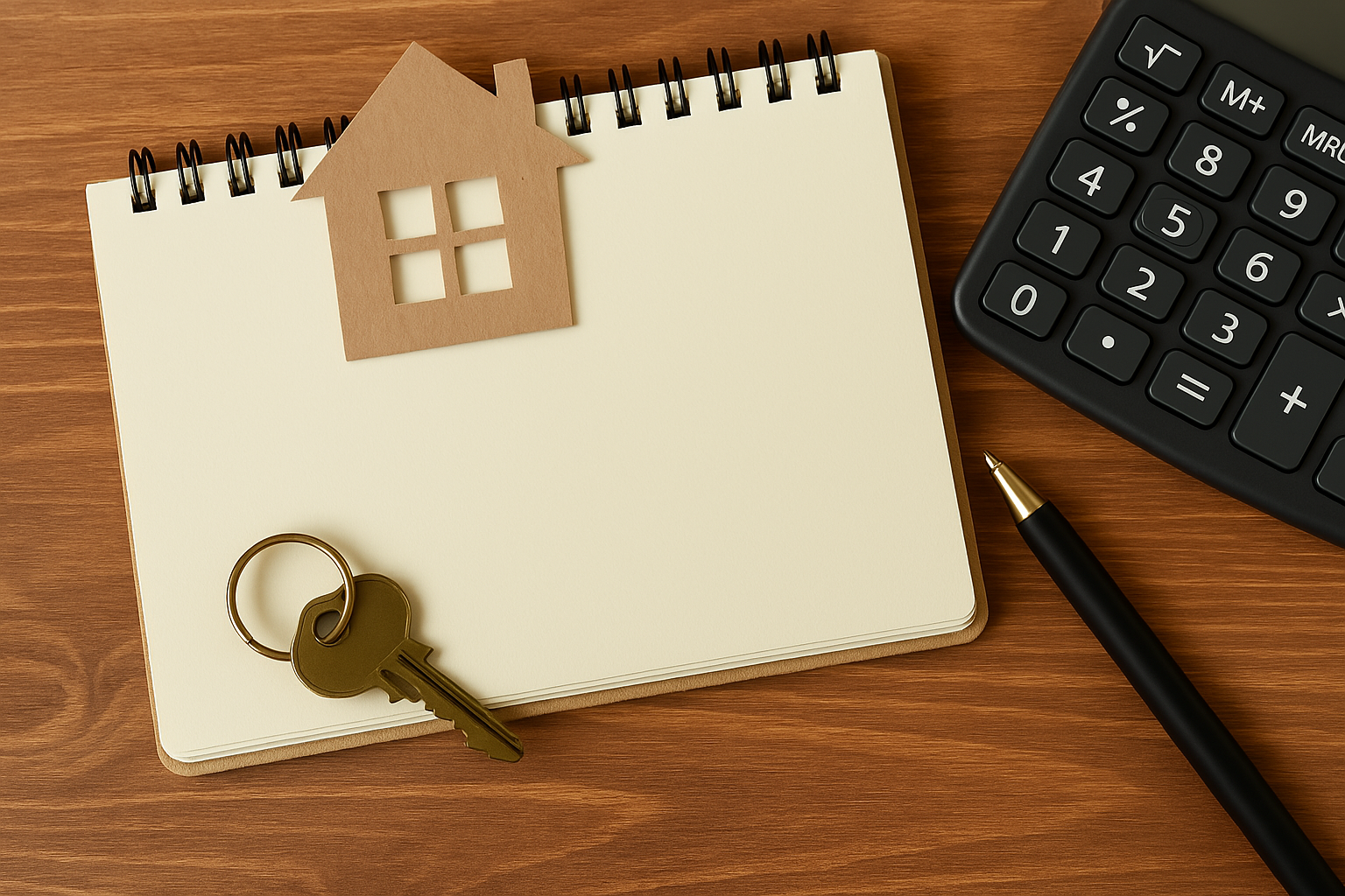 Illustration of mortgage documents and a calculator